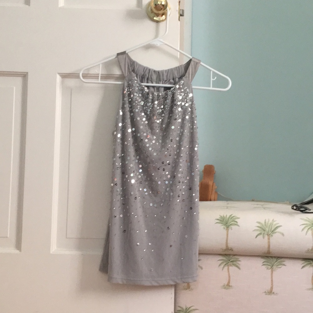 Ann Taylor sparkly silver going out top